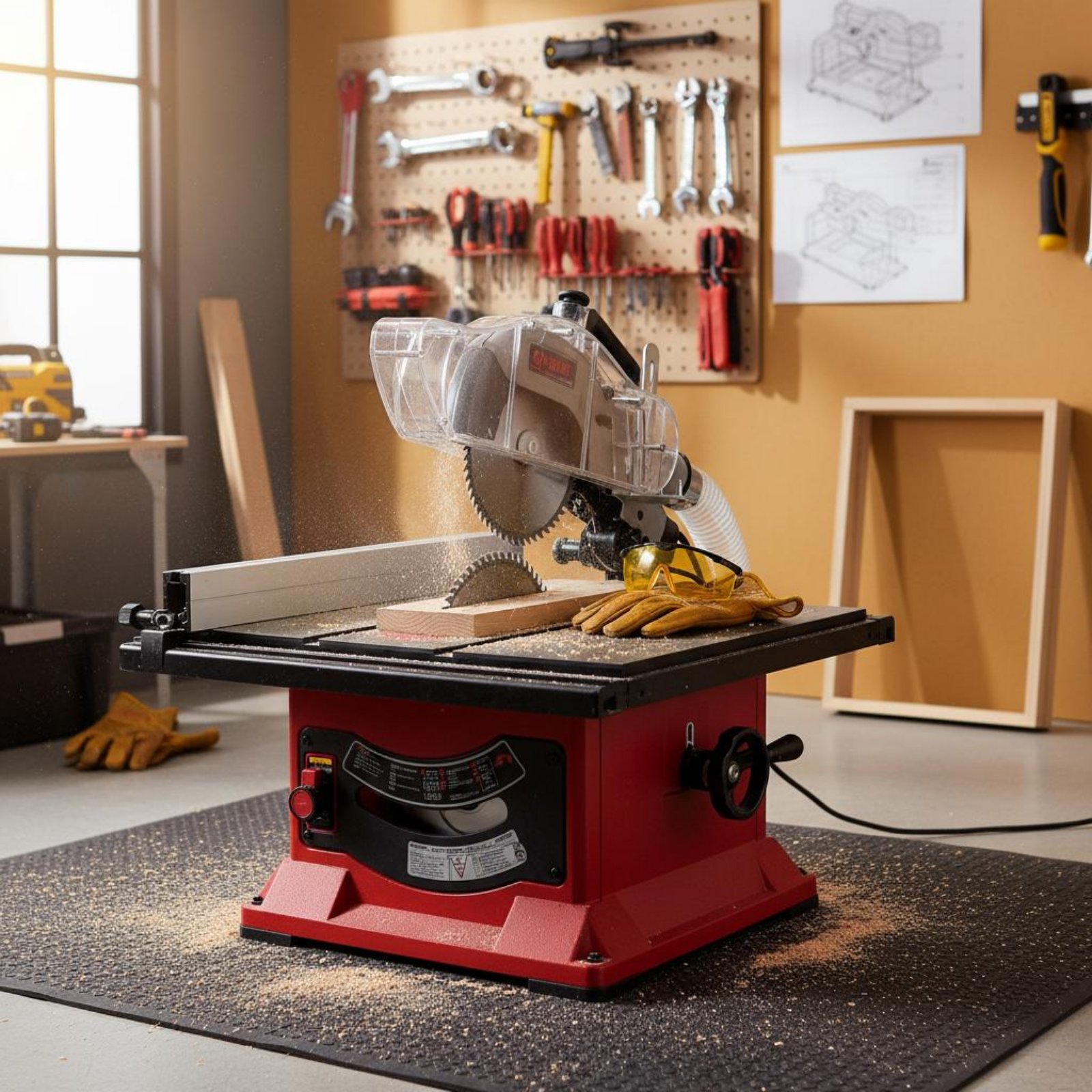 Power Tools Safety - Masa Testeresi Toz Koruyucu Şeffaf Testere