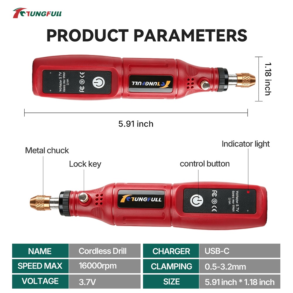 TUNGFULL 3.7V Kablosuz Döner A - Power Tools Safety incelemesi ve fiyatı